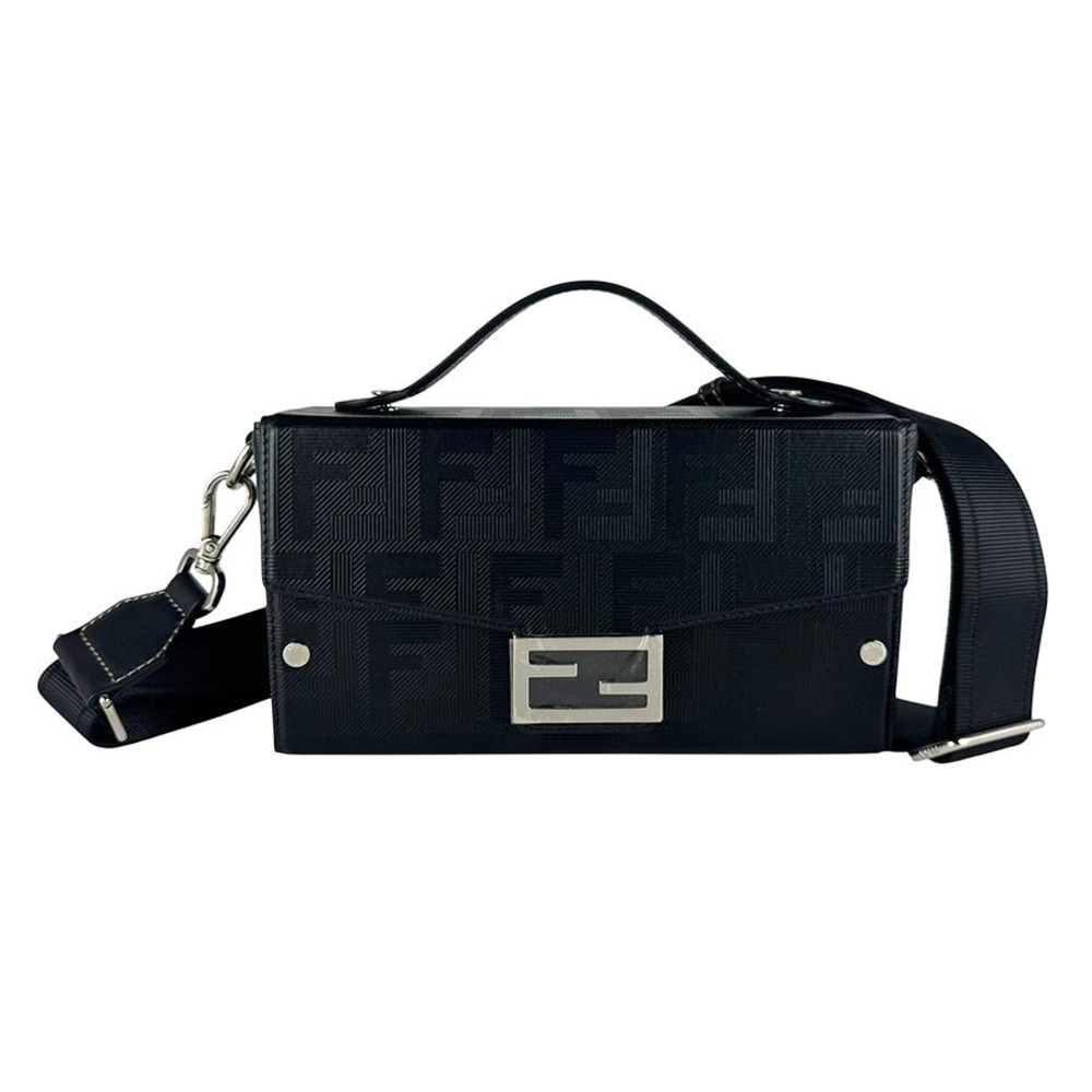 Fendi Shoulder Baguette Soft Trunk Leather Black